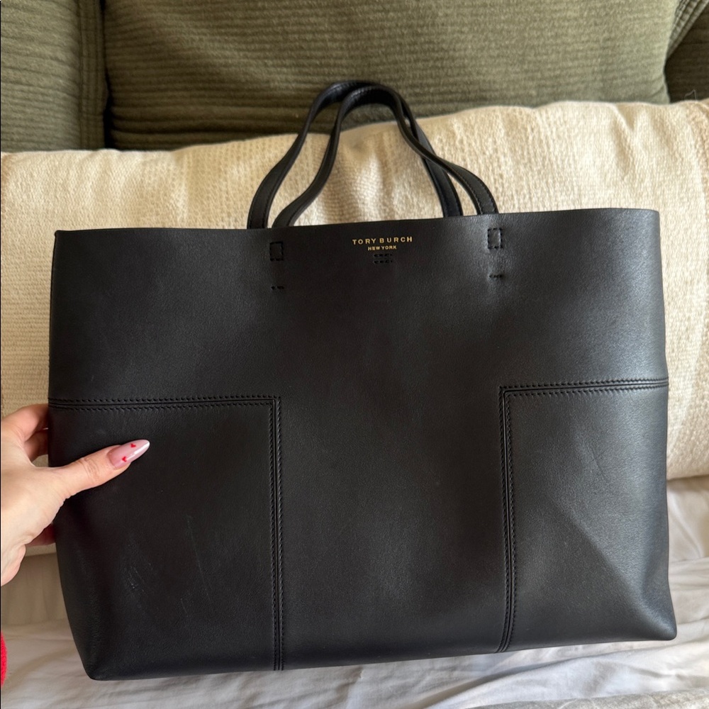 Tory Burch Black Leather Tote - Picture 2 of 3